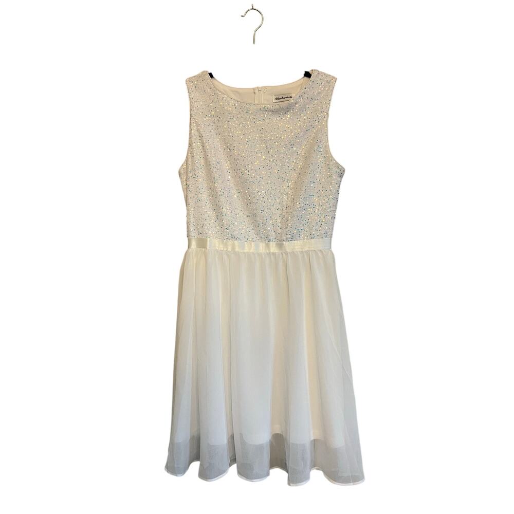 Bbonlinedress White Sequin Sleeveless Dress Baptism Bride Bridal Mini Womens S